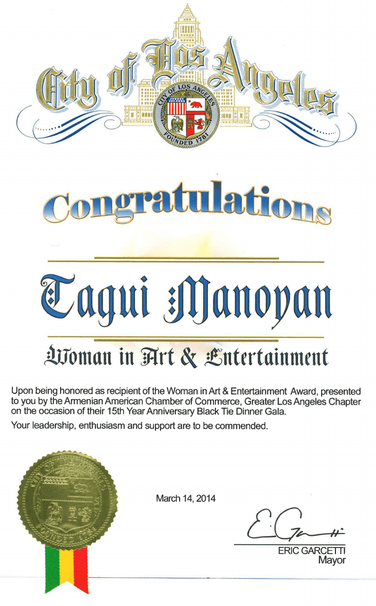 City of Los Angeles, Certificate of Recognition