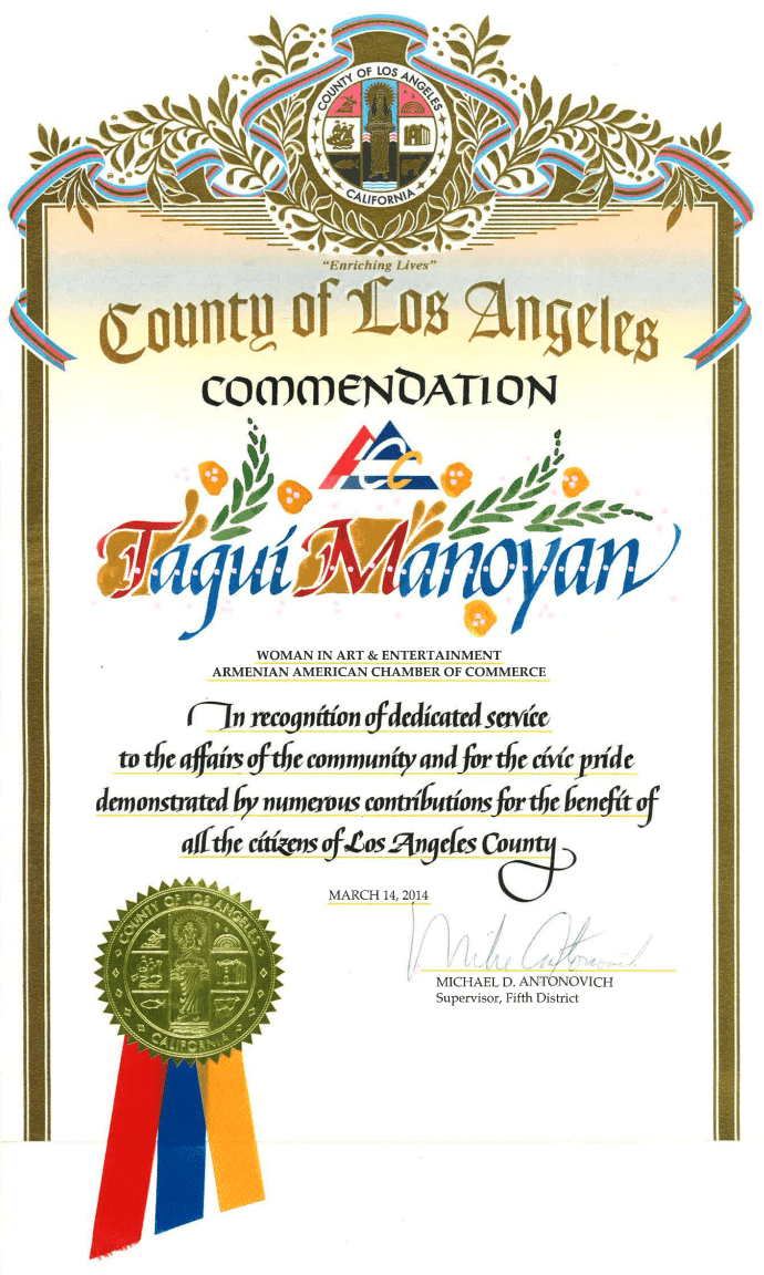 County of Los Angeles, Certificate of Commendation